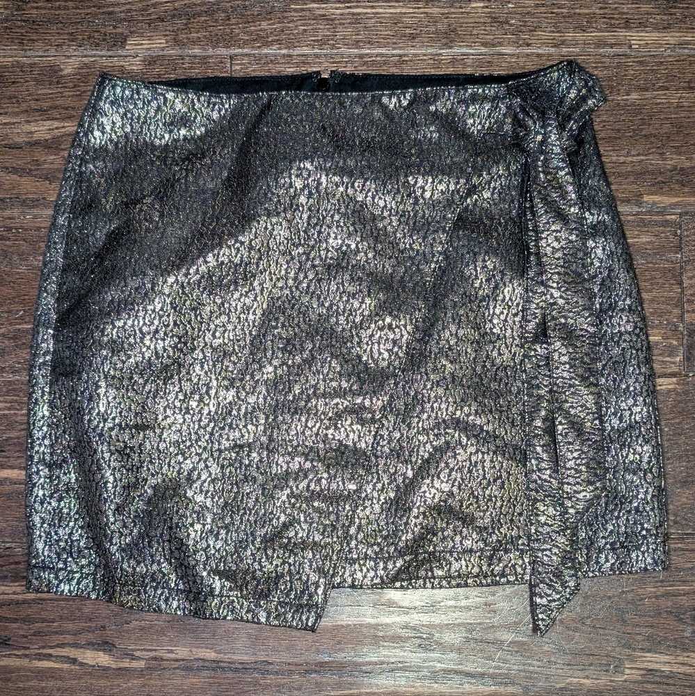 Express Skirt Mini Wrap Metallic Gold and Pink
